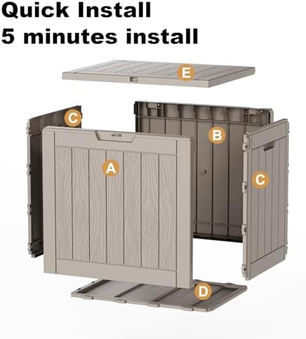 35 Gallon Outdoor Storage Box, Lockable Waterproof Deck Box, Grey - Image 5