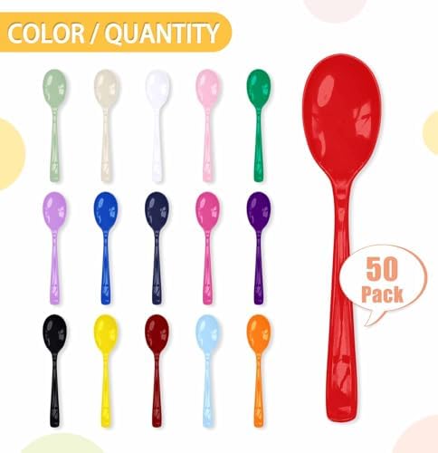 SietDESEO 50 PCS Red Plastic Spoons Disposable Utensils Heavy Duty Red Spoons Disposable Cutlery for Birthday Wedding Baby Shower Bridal Shower Plastic Silverware - Image 4