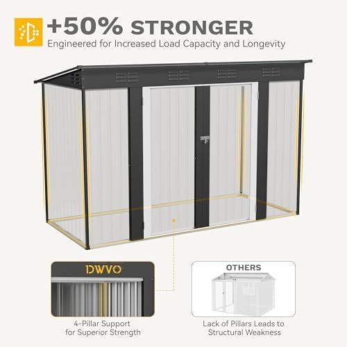 DWVO 9x4ft Large Outdoor Storage Shed with Lockable Doors & Air Vent - Image 7