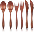 6 Pcs Wooden Utensils for Eating, Wooden Spoon Fork Cutlery Set by Unknown