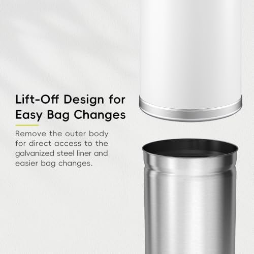 EKO 15 Gallon Commercial Open Top Trash Can with Steel Liner, White - Image 4