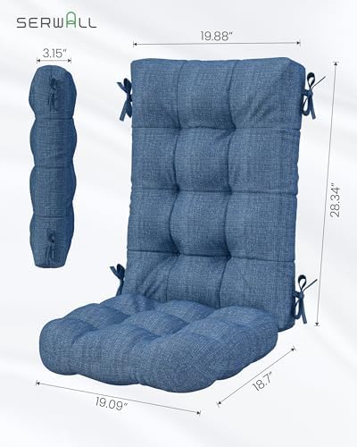 SERWALL HDPE Outdoor Rocking Cushion Set of 2, Navy - Image 3