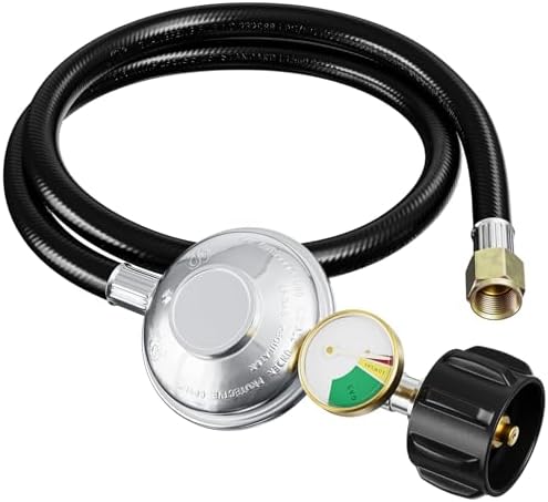 Upgraded 3 Feet Propane Regulator Hose with Propane Tank Gauge by REDPANT