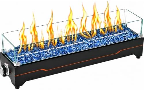 GRISUN 28 Inch Propane Tabletop Fire Pit, 45,000 BTU with Glass Wind Guard by Grisun