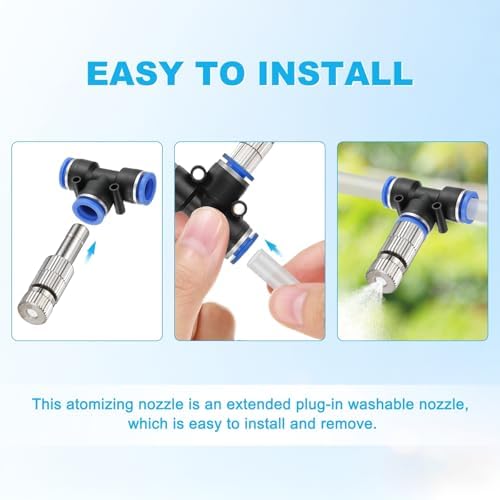 M METERXITY 20-Pack Brass Misting Nozzles, 0.02"/0.5mm Orifice Mister Replacement Heads with Filter Mesh for Cooling System/Landscaping/Humidification, 6mm Low-Pressure Fog Sprayer Nozzle - Image 5