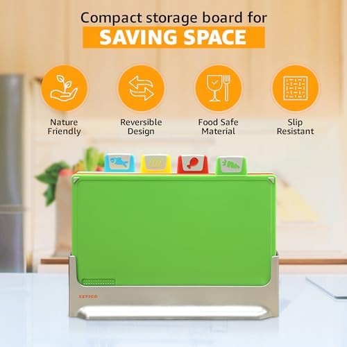 Cutting Board Set 12"L x 9"W: 4-Piece Color-Coded, Non-Slip, BPA-Free, Perfect kitchen essentials for new home, Dishwasher Safe with Premium Scissors & Chopping Board Organizer, Quality kitchen stuff. - Image 6
