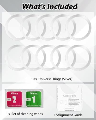 KALAPOP Metal Ring 10PCS,Ultra-Thin(0.4mm) for MagSafe Sticker,Magnetic Adapter,Phone Cases&Wireless Charger,Compatible with iPhone 17/Air/16/15/14/13,Galaxy S24/S23/S22/Kindle (Silver 10PCS) - Image 7