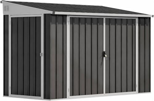 DWVO 7x4 FT 3-Door Storage Shed, Lockable Metal for Bike - Dark Gray by DWVO