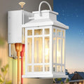 White Dusk to Dawn Outdoor Lighting with GFCI Outlet, Aluminum by OPAXIS