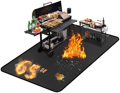 65 ×40 Inch Under Grill Mats for Outdoor Grill & Fireproof Fire Pit Mat by Youlvy