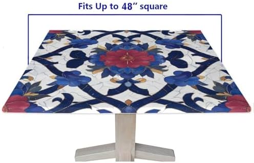 Card Table Tablecloth Square, Moroccan Trellis Pattern Printed on Washable Bridge Table Covers, Great for Restaurants Family Events, Fit for 48" x 48" Square Tables - Image 5