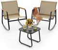 Ahomly 3-Piece Outdoor Rocking Bistro Set, Patio Set Textilene, Brown by Ahomly