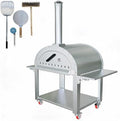 Wood-Fired Outdoor Pizza Oven 44 in – Stainless Steel 2-Layer Vertical Charcoal & Pellet Pizza Maker with 4 Wheels, Mobile Kiln-Style Pizza Grill, High Heat for Patio & Outdoor Kitchen Backyard by Unknown
