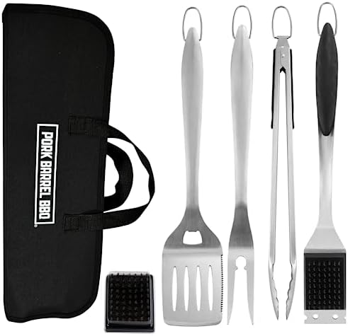 Pork Barrel BBQ Tool Set Grill Kit - Premium Stainless Steel BBQ Grill Accessories, Grilling Tools & BBQ Accessories for Outdoor Grill - Perfect BBQ Tools and Grilling Gifts for Men PT by PorkBarrelBBQLLC