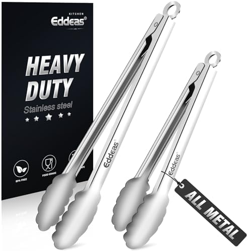 Metal Tongs For Cooking Up To 600°F Kitchen Tongs 2PCS - 9", 12 inch by Eddeas
