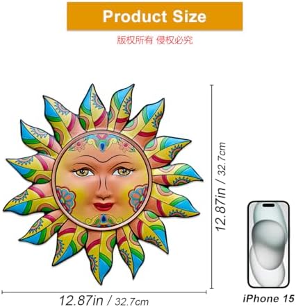 Daogtc Metal Sun Wall Decor - Sun Flower Wall Art Decoration,Hanging Decoration for Home Garden Farmhouse Yard Patio Fence Living Room Bedroom (SUN-G) - Image 3