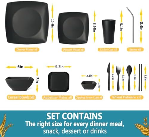 Teivio 88-piece Flatware Plates and Bowls Sets for 8,Kitchen Dinnerware Set - Image 2