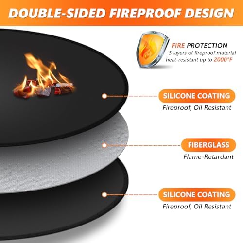 24" Fire Pit Mat for Solo Stove Bonfire, Double-Sided Fireproof Under Grill Mat Deck Patio Protector Pad, Round BBQ Mat for Solo Stove Accessories, Easy to Clean, Reusable (0.9mm) - Image 3