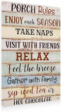 BEASTZHENG Porch Rules Sign Outdoor Tin Plaque Porch Signs Wall Art Porch Rule Wall Decor Relax Rustic Vintage Tin Iron Hanging Wall Art Gift for Farmhouse Porch Patio Garden Door Decoration by BEASTZHENG