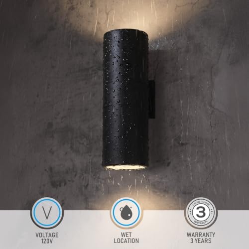 LEONLITE 2-Pack 18" Outdoor Cylinder Wall Light, Up and Down, E26 Base - Image 3