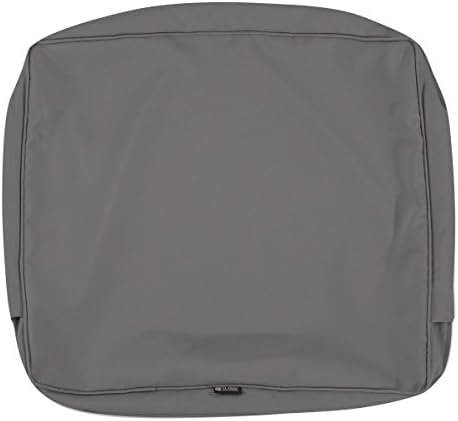 Classic Accessories Montlake Water-Resistant 25 x 18 x 4 Inch Outdoor Back Cushion Slip Cover, Patio Furniture Cushion Cover, Light Charcoal Grey, Patio Furniture Cushion Covers by ClassicAccessories