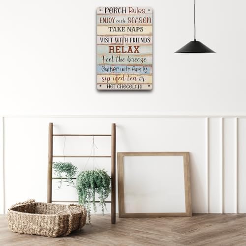 BEASTZHENG Porch Rules Sign Outdoor Tin Plaque Porch Signs Wall Art Porch Rule Wall Decor Relax Rustic Vintage Tin Iron Hanging Wall Art Gift for Farmhouse Porch Patio Garden Door Decoration - Image 5