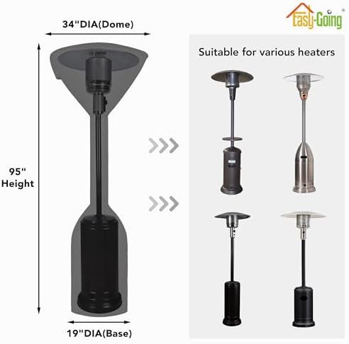 Easy-Going Stand-Up Patio Heater Cover, 95"H x 34"D x 19"B, Black - Image 2