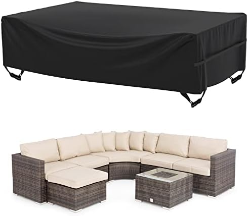 Velway Patio Furniture Cover Outdoor Waterproof Rectangular Patio Table Chair Sofa Set Cover, 128" Lx82 Wx28 H, All Weather Oxford Tear-Resistant Material with Zipper Carrying Bag Windproof Buckles by Velway