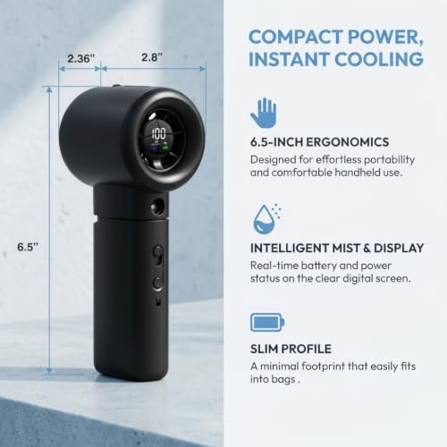 Handheld Turbo Misting Fan with LED Display & Safety Lock - Image 6