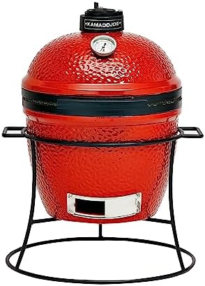 Kamado Joe Joe Jr 13.5-inch Portable Ceramic Charcoal Grill with Grill Stand, Stainless Steel Cooking Grate, Heat Deflectors and Ash Tool in Red, Model KJ13RH by Unknown