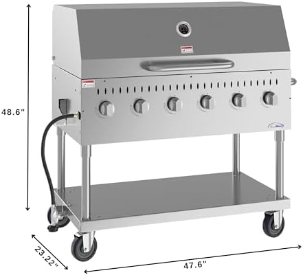 48 in. Commercial Outdoor Propane Gas Grill with Roll Dome Cover, ETL Listed in Stainless-Steel (CGKIT4-48D) - Image 4
