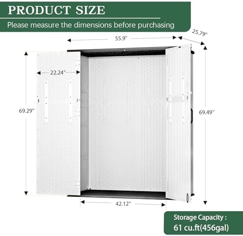 Outdoor Storage Shed Resin Waterproof Storage Cabinet for Patio Garden - Image 2