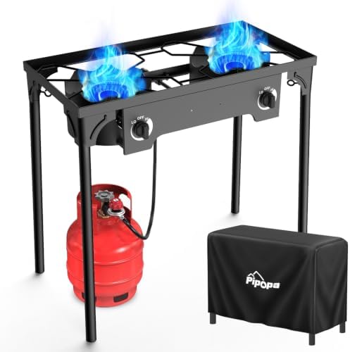 2 Burner Propane Camp Stove | 150,000 BTU | High Pressure Gas Burners by Pipopa