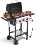 3-Burner Propane Gas Grill with Folding Side Tables by Unknown