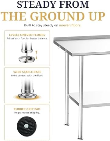 Atelicf NSF Stainless Steel Prep Table 30X72 inch with Backsplash - Image 5