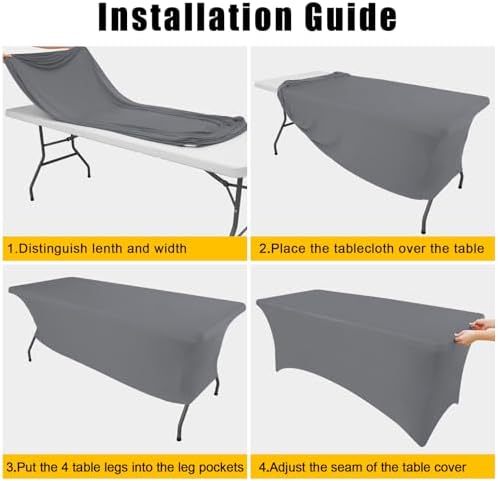 Smiry 2 Pack Spandex Table Cloth 4FT, Elastic Fitted Grey Tablecloth - Image 5