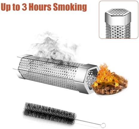 Smoke Tube for Pellet Smoker 6 Inch Smoker Tube BBQ Stainless Steel for Grills Hot or Cold Smoker Accessories with Brush - Image 5