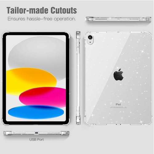 Glitter Case for iPad (A16) 11th Generation 11 Inch 2025/ 10th Generation 10.9 Inch 2022, Slim Lightweight Shockproof TPU Protective Cover with Raised Edge, Sparkly Back Bumper - Glitter Clear - Image 7