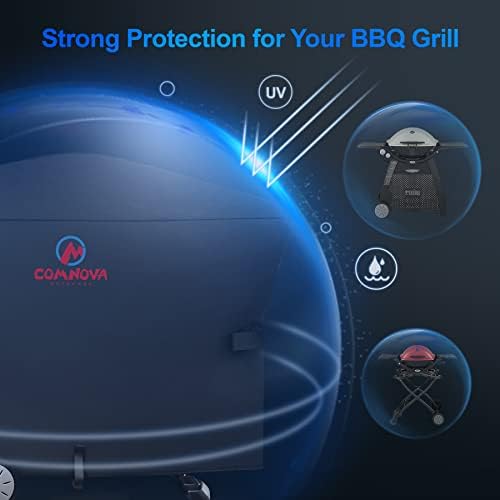 Comnova Grill Cover for Weber Q Grill on Cart - 7112 BBQ Cover for Weber Q3000/Q300/Q2000/Q200 with Portable Stand, 600D Heavy Duty & Waterproof BBQ Cover for Weber Q3200, 3000, 320, 300 and More - Image 4