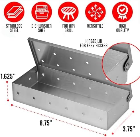 Kaluns Universal Stainless Steel Smoker Box, Gas or Charcoal Grill Smoke Box, Works with Wood Chips, add Delicious Smoked Flavor, Hinged Lid,Warp Free Grill Accessories - Image 3
