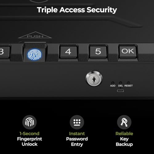 ONNAIS Large Biometric Gun Safe for Handgun with Fingerprint Keypad Lock - Image 5
