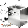 BODEGA Stainless Steel Outdoor Kitchen Sink Cabinet, Outdoor Sink With Hose Hook Up,Single Bowl Kitchen Sinks With Brake Wheels & Spice Rac, All-Weather Use, Mobile Prep Station for BBQ, Camping, RV. by BODEGA