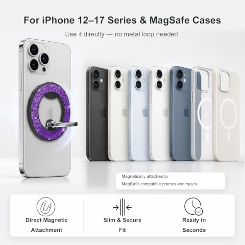Magnetic Phone Ring Holder for MagSafe, Glitter Magnetic Grip - Image 2