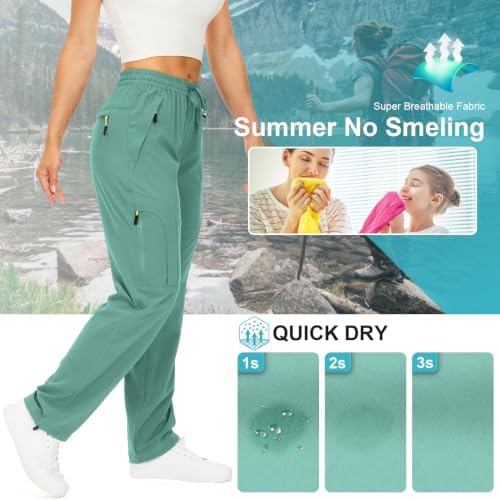 Toomett Women‘s Hiking Cargo Pants UPF 50 Quick Dry with Zipper Pockets - Image 3