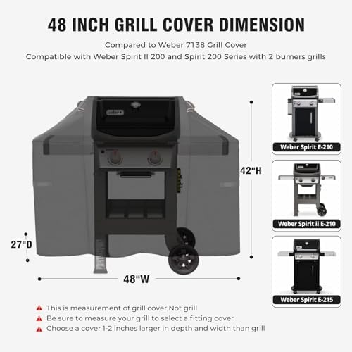48" Grill Cover for Weber Spirit and Spirit II 200 Series,1000D Heavy Duty - Image 2