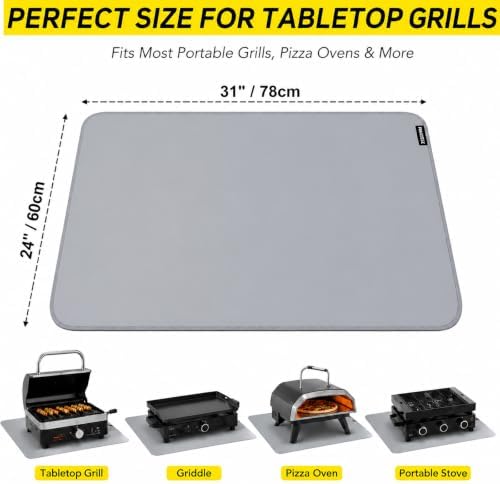 PAWBOSE 31x24 Inch Under Grill Mat for Outdoor Grill, Double-Sided Fireproof BBQ Mat for Patio and Deck, Waterproof Oil-Proof Fire Pit Mat & Indoor Fireplace Protector Pad - Image 3