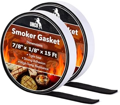 UNCO- Smoker Gasket, 15 FT, 7/8" x 1/8", 2 Pack, Smoker Gasket Seal High Temp by Unco