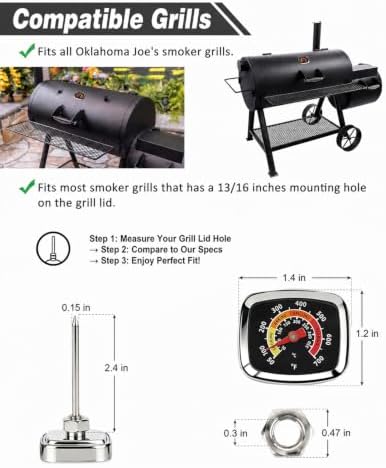 Grill Thermometer Black Mini Square Dial 50-700F Dual Scale - Image 6