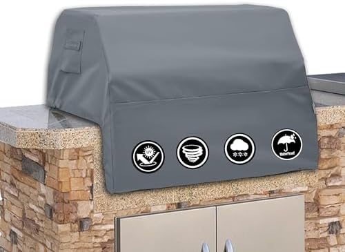 Covers & All Built-in Grill Cover for Outdoor Grill – Heavy Duty 12 oz Waterproof Built-in BBQ Grill Cover, PVC-Coated Polyester with Elastic Hem for Snug Fit (36 x 26 x 24 inches, Grey) by CoversAll
