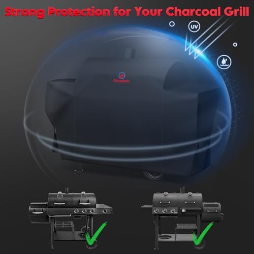 Grill Cover for Oklahoma Joe's Longhorn Combo Grill - 600D Premium BBQ Cover Waterproof & Heavy Duty for Oklahoma Joe's Charcoal Gas Smoker Combo, 69" L x 25" W x 43" H - Image 4